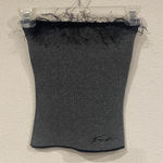 Fubu Platinum Tank Top Womens Small Gray Off Shoulder Fur Trim Tube Top Photo 0