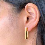 Rectangle Hoops Earrings Thick Hoops Earrings Gold Photo 3
