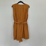 Anthropologie Maeve Luna Gold Orange Linen Romper V Neck size 12 Photo 2