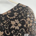 Womens Vampy Whimsigoth Dark Back Bow Lace Floral Long Sleeve Peplum Top Black Size XS Photo 1