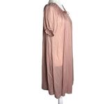 Vintage 70s Nylon Nightgown Dress Small Mocha Sheer Midi Elastic Neckline Sleeve Brown Photo 4