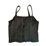 American Eagle  Ribbed Tank Top Charcoal Gray Zip Front Cropped Women's S Photo 0