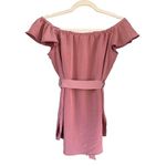 River Island T7 Off Shoulder Button Down Top with Belt Blush Pink Photo 4