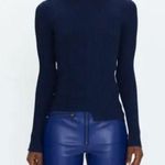 Pistola Navy Blue Betty Ribbed Asymmetric Hem Crewneck Sweater Medium Photo 1