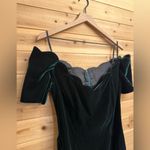Vintage Hollywood Nites Medium Green Crushed Velvet Off Shoulder Dress Christmas Photo 1