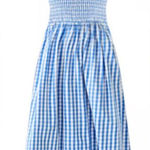 Crown & Ivy  Blue White Gingham Sleeveless Smocked Dress 8 NWT Midi Photo 0