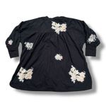 Free People  Black Floral Embroidered Tunic Shirt Top Women Size Small Photo 2