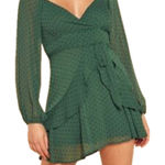 Trixxi  Womens Green Belted Dress Long Sleeve Ruffled Skirt Juniors Size 9 Photo 0