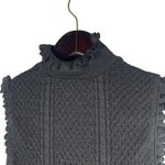 ZARA  Knit Black Sleeveless Top Women's Size M Italian Yarn Ruffle Mock Neck‎ Photo 3