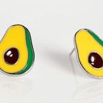 Avocado Stud Earrings Enamel Dainty Boho Hipster Green Photo 0