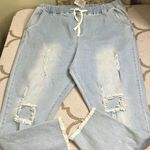 Hayden  Los Angeles Distressed Drawstring Denim Jeans Light Wash Denim size 3X Photo 14