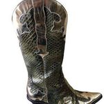 Donald Pliner Western Metallic Pitone Snake Leather Boot Shoe New $695 Sz 8.5 Gold Photo 0