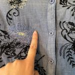 Desigual . Blue Embroidered Floral Bird Button Down Shirt Women's size Medium Photo 12