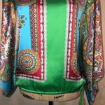 Ivy Jane Green Silky Feel Kimono/Scarf Blouse with Drawstring Blouse Size M Photo 3