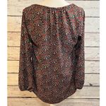 Living Doll  Blouse w Tied V Neckline Navy Blue Floral Print-Medium Photo 1