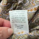 Wishlist  Apparel Boho Peasant Womens Top Sz M Olive Indie Paisley Sheer Ruffle Photo 13