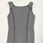 Lands End Knit Dress Black White Geometric Fit Flare Knee Length Sz 8 Sleeveless Photo 5