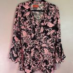 Maaji Rose Joy Swim Cover Up Dress Caftan in Pink & Black Floral Print Sz M EUC Photo 2