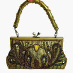 Vtg hand beaded mini small hand tote purse glam festival embelleshed Photo 0