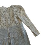 Ricki Lang For Nuit Vintage 1970s Lace Sheer Dress Pleated Size Large Women's Silver Photo 8