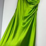 ZARA NWT Bright Green Satin Slip Midi Dress Sz XL Drapey Wrap Side Slit Photo 7