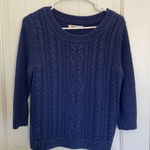 Old Navy EUC  women’s blue thick cable‎ knit 3/4 sleeve sweater medium Photo 0