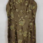 Liz Claiborne VTG‎  Silk Dress Womens 12 Brown Sequin Beaded Floral Fairy Sheath Photo 0