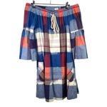 Warm Red And Blue Plaid Off The Shoulder Mini Swing‎ Dress Size 2 Photo 1