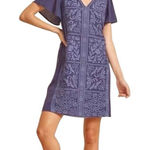 Savanna Jane Blue Embroidered Short Sleeve V Neck Dress Western Size Small Photo 0