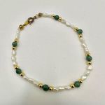 Jade freshwater Pearl stretchy bracelet Green Photo 0