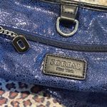 SORIAL New York Purple Metallic Tote Bag Leopard Print Interior Travel Shopper Black Photo 4