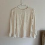 Reformation white/ cream three-quarter sleeve blouse with small keyhole detail Photo 2
