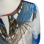 Diane Von Furstenberg  Batik Land Nessa Silk Chiffon Dress Sheer Beaded Size 10 Photo 5