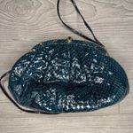 Judith Leiber Python Evening Bag medium clutch cross body purse blue w/ clasp Photo 7