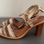 Ulla Johnson RARE Deia High Block Heel Sandal Woven Ankle Strap Natural EU40 Photo 0