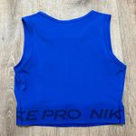 Nike  PRO | Women's Dri-FIT Royal Blue Crop Athletic Tank Top Photo 3