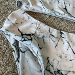Amazon  White Black Marble Print Bandeau High Waisted Bikini Swim Suit Size Large Photo 3