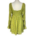 Wild Fable  Medium Mini Dress Floral Lined Long Sleeve Sweetheart Neckline Green Photo 7