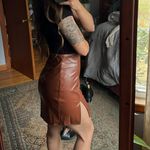 SheIn Brown Leather Mini Skirt Photo 2