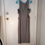 Rouge Collection Cold Shoulder Striped Maxi Dress 1X Plus Size Barbie Preppy Black Photo 4