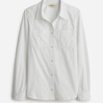Madewell Denim Button-Up Shirt in Eyelet White: Garment-Dyed Edition Medium NWT Photo 4