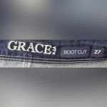 GRACE IN LA  27 Boho Indigo Embroidered Boot Leg Jeans Photo 10