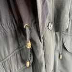 Gallery Vintage 80s  Coat Womens Medium Black Rayon Blend Raccoon Fur Trim‎ Hood Photo 5