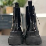 Chunky Sole Patent Leather Moto Biker Boots Platform Black Combat Booties Size 8 Photo 5