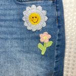 SO  Plus Size 20 Denim Jean Shorts Crochet Flower Patch Frayed Hem Photo 1