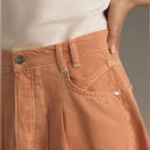 Pilcro Anthropologie  Pleated‎ Micro Circle Soft Denim Mini Skirt Pink Rose Sz 10 Photo 2