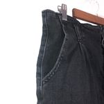 American Eagle Black Button Front High Rise Paperbag Denim Mom Shorts Photo 4