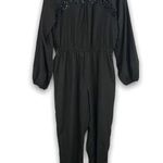 Blush Noir - Black Crochet Back Jumpsuit - Medium Photo 0