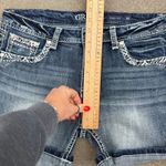 Grace in LA Bling Embroidered Easy Fit Blue Jean Shorts Stretch Size 32 Photo 4