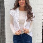 Free People Handmade White crochet knit sweater vest size small Photo 3